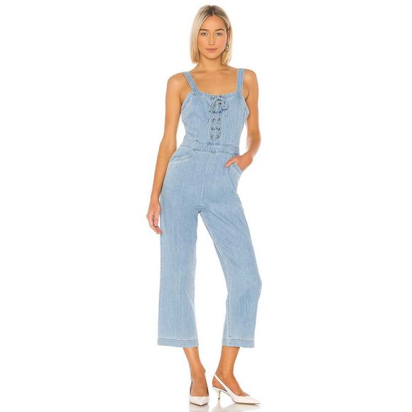 PAIGE Pants - PAIGE November Lace Up Chambray Jumpsuit